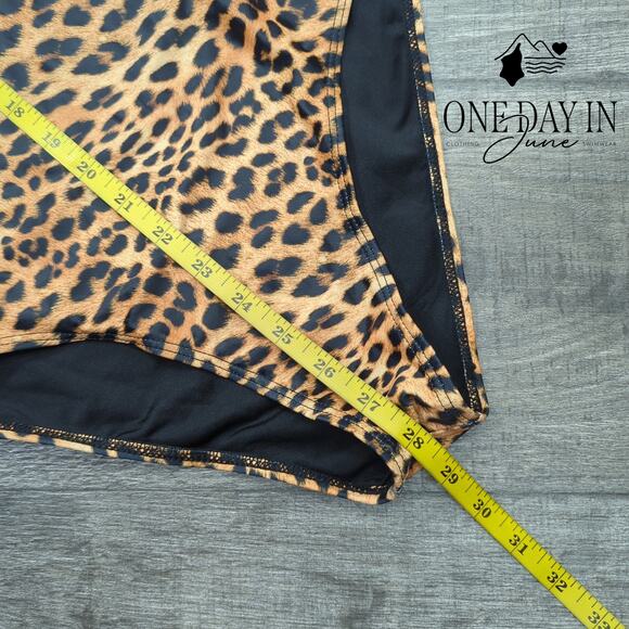 Adisputent Leopard Print One Piece Swimsuit Size L - Picture 3 of 4